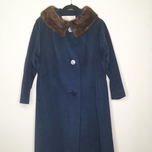 Vintage Navy Mink Collared  Formal Coat